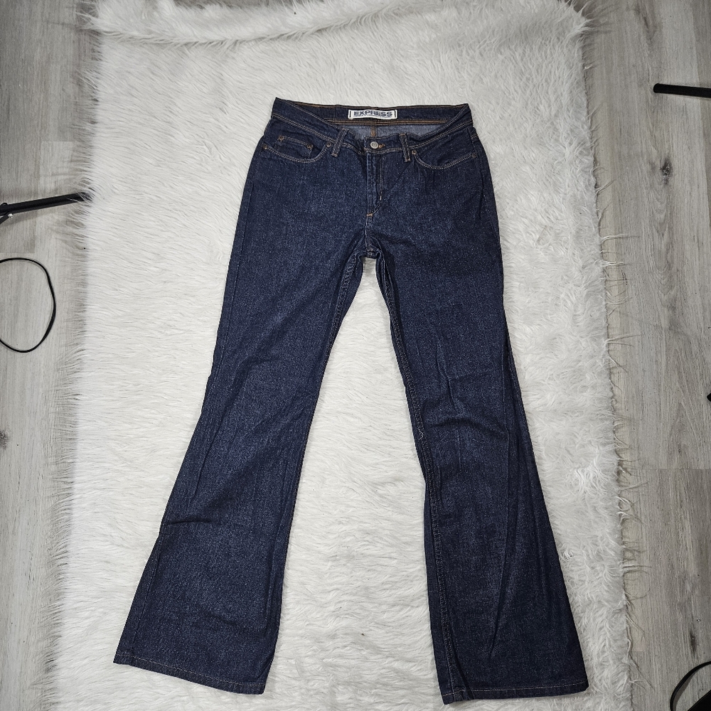 Express Dark Indigo Flare Jeans